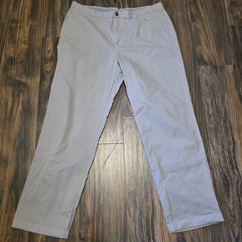 Brooks Brothers Clark Mens Gray Cotton Chino Pants Cuffed 40x34 100051804